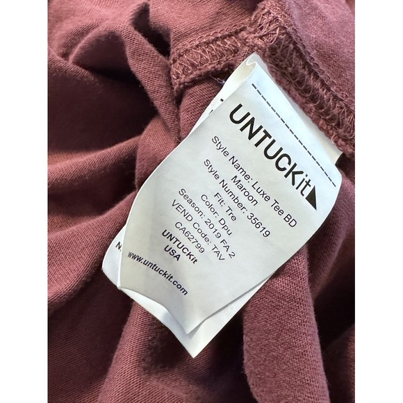 Untuckit Luxe Tee Maroon Button Down Long Sleeve Shirt Mens Sz XXL Reg Tall - Picture 5 of 8
